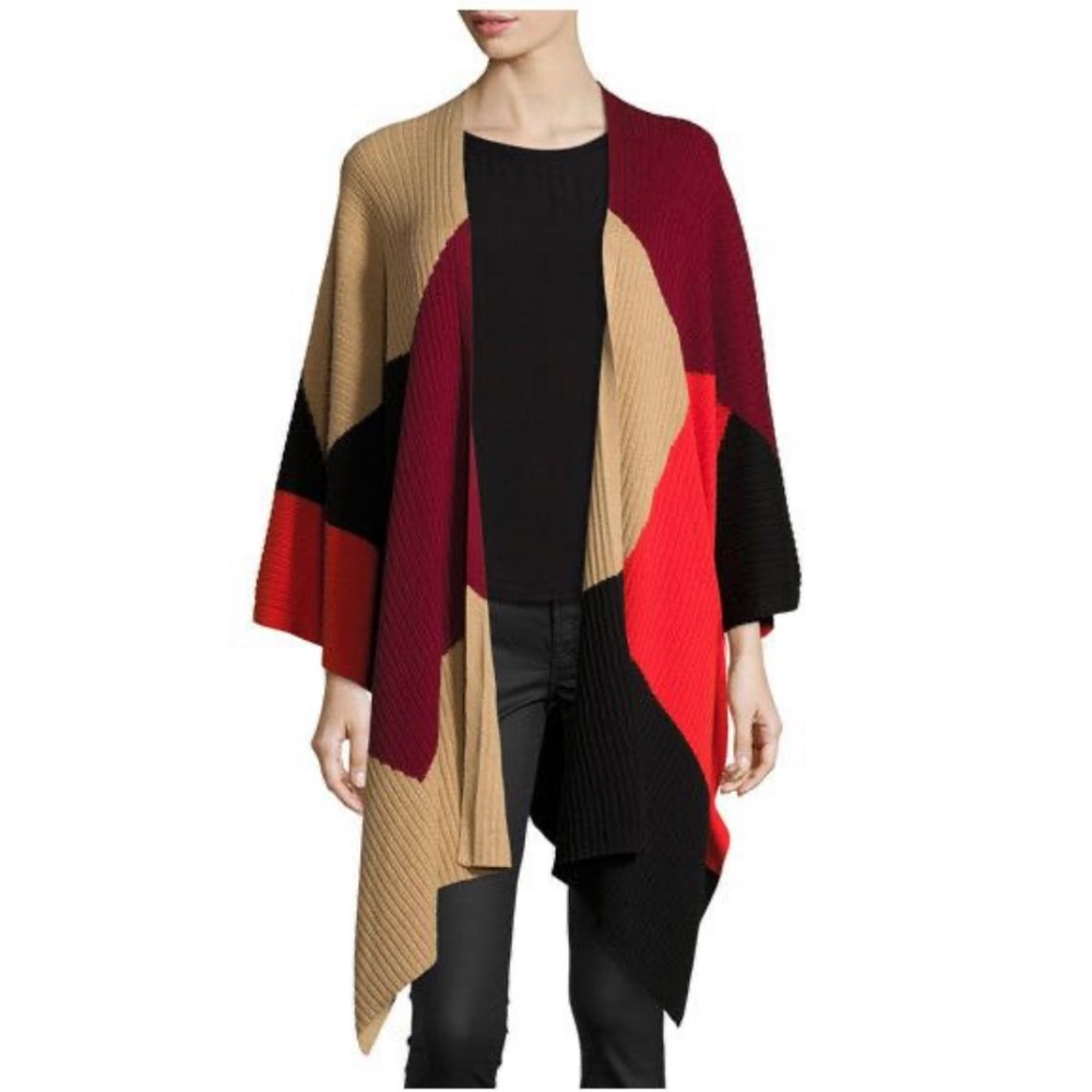 Vince Camuto Color Blocked Poncho Sweater